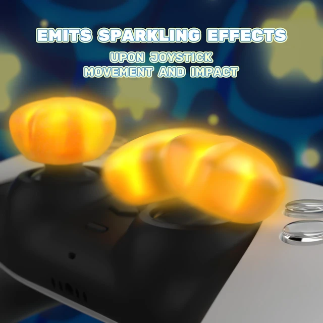 Alt view image 4 of 7 - PlayVital Cute Universal Illuminated LED Thumbstick Grips for ps5, for ps4, Joystick Caps for Xbox Series X/S, for Xbox One, Switch Pro Controllers, Joystick Protection - Stars