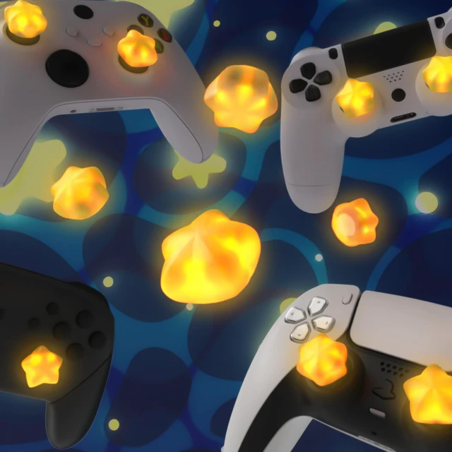 Alt view image 5 of 7 - PlayVital Cute Universal Illuminated LED Thumbstick Grips for ps5, for ps4, Joystick Caps for Xbox Series X/S, for Xbox One, Switch Pro Controllers, Joystick Protection - Stars