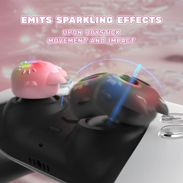 Alt view image 4 of 7 - PlayVital Cute Universal Illuminated LED Thumbstick Grips for ps5, for ps4, Joystick Caps for Xbox Series X|S, for Xbox One, Switch Pro Controllers, Joystick Protection - Moonlight Cat