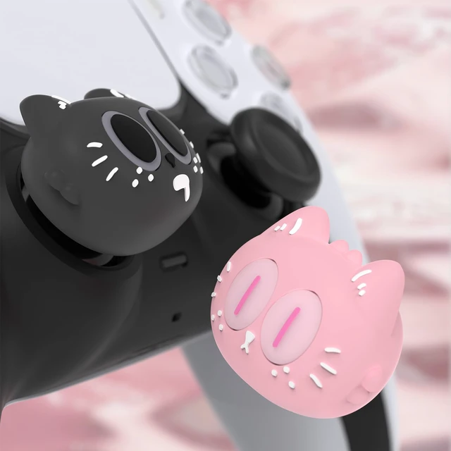 Alt view image 6 of 7 - PlayVital Cute Universal Illuminated LED Thumbstick Grips for ps5, for ps4, Joystick Caps for Xbox Series X|S, for Xbox One, Switch Pro Controllers, Joystick Protection - Moonlight Cat