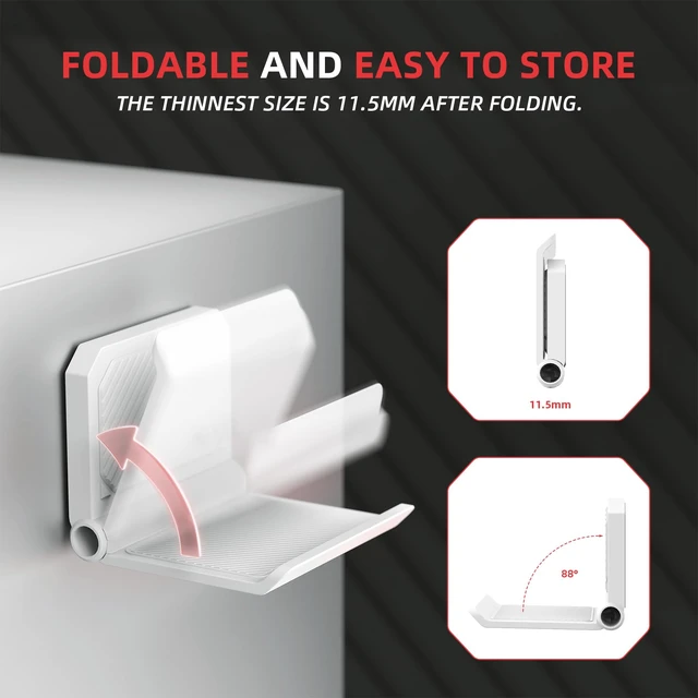 Alt view image 3 of 7 - PlayVital FOLD Controller Holder Wall for ps5 ps4 Xbox Switch 2 Pro Headset, 2 Pack Universal Storage Organizer Gaming Controller Stand Headphone Mount - Foldable Anti-slip Adhesive Removable, White