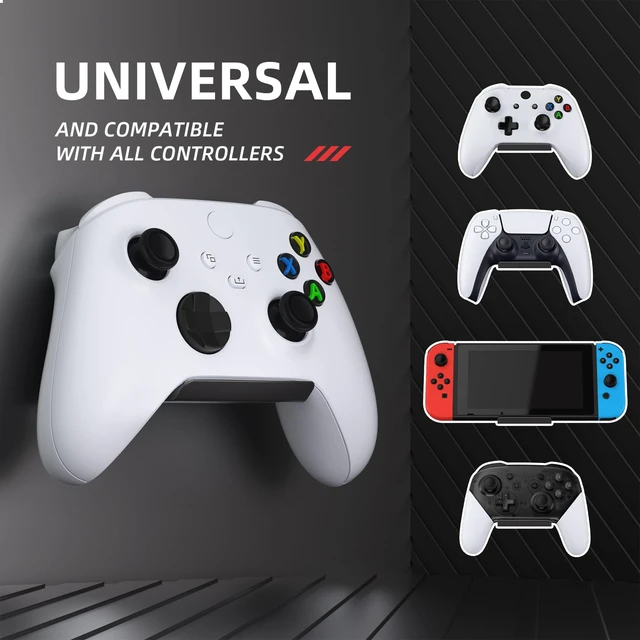 Alt view image 2 of 7 - PlayVital FOLD Controller Holder Wall for ps5 ps4 Xbox Switch 2 Pro Headset, 2 Pack Universal Storage Organizer Gaming Controller Stand Headphone Mount - Foldable Anti-slip Adhesive Removable, Black