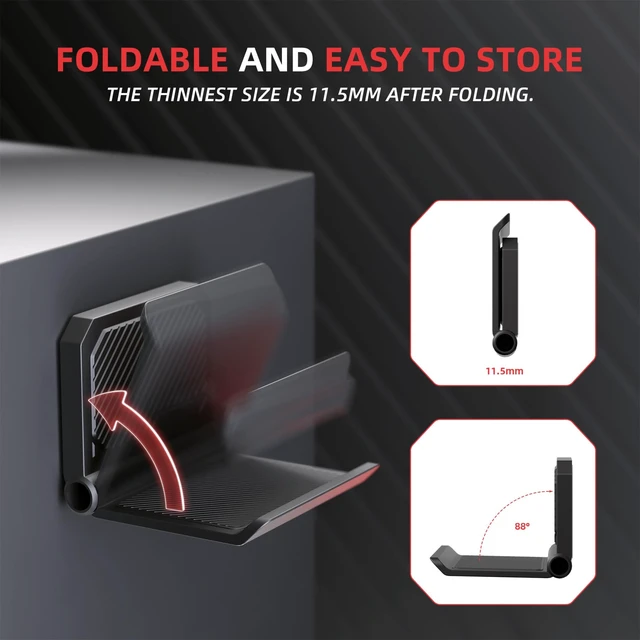 Alt view image 3 of 7 - PlayVital FOLD Controller Holder Wall for ps5 ps4 Xbox Switch 2 Pro Headset, 2 Pack Universal Storage Organizer Gaming Controller Stand Headphone Mount - Foldable Anti-slip Adhesive Removable, Black
