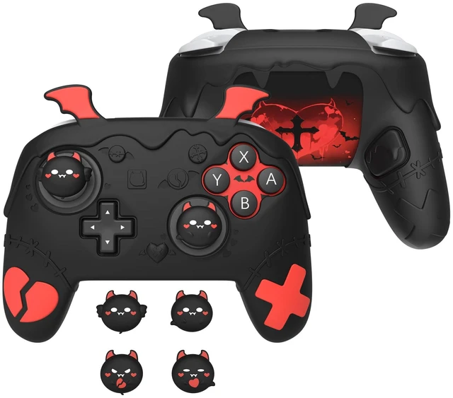 Main image of PlayVital for Nintendo Switch 2 Pro Controller Silicone Cover Gothic Imp Series Cute Protective Skin Case for Switch 2 Pro Controller w/Back Button Caps & Thumb Grip & Sticker, Shockproof - Black