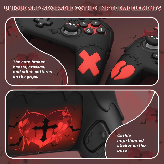 Alt view image 5 of 7 - PlayVital for Nintendo Switch 2 Pro Controller Silicone Cover Gothic Imp Series Cute Protective Skin Case for Switch 2 Pro Controller w/Back Button Caps & Thumb Grip & Sticker, Shockproof - Black