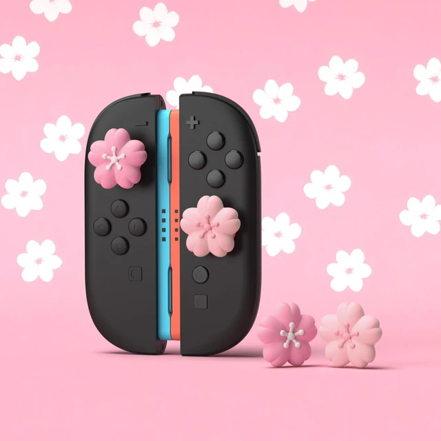 Alt view image 2 of 7 - PlayVital Thumb Grips for Nintendo Switch 2 | Kawaii Silicone Joystick Caps (4-Pack) - Cute Accessories Design Thumbstick Covers - Blush Cherry Blossom Petals