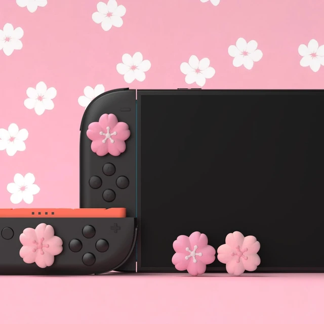 Alt view image 3 of 7 - PlayVital Thumb Grips for Nintendo Switch 2 | Kawaii Silicone Joystick Caps (4-Pack) - Cute Accessories Design Thumbstick Covers - Blush Cherry Blossom Petals