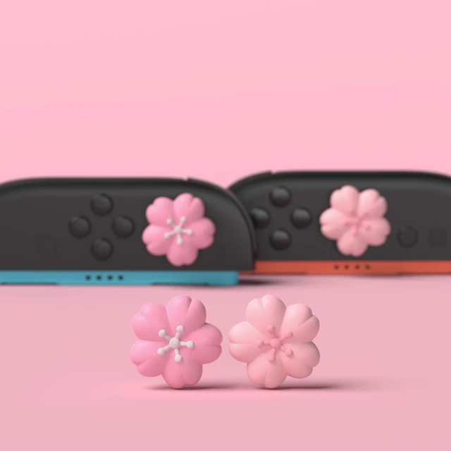 Alt view image 4 of 7 - PlayVital Thumb Grips for Nintendo Switch 2 | Kawaii Silicone Joystick Caps (4-Pack) - Cute Accessories Design Thumbstick Covers - Blush Cherry Blossom Petals