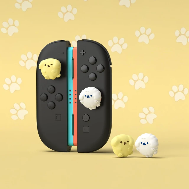 Alt view image 2 of 7 - PlayVital Thumb Grips for Nintendo Switch 2 | Kawaii Silicone Joystick Caps (4-Pack) - Cute Accessories Animal Design Thumbstick Covers for Joycon 2 - Fluffy & Winky Pups