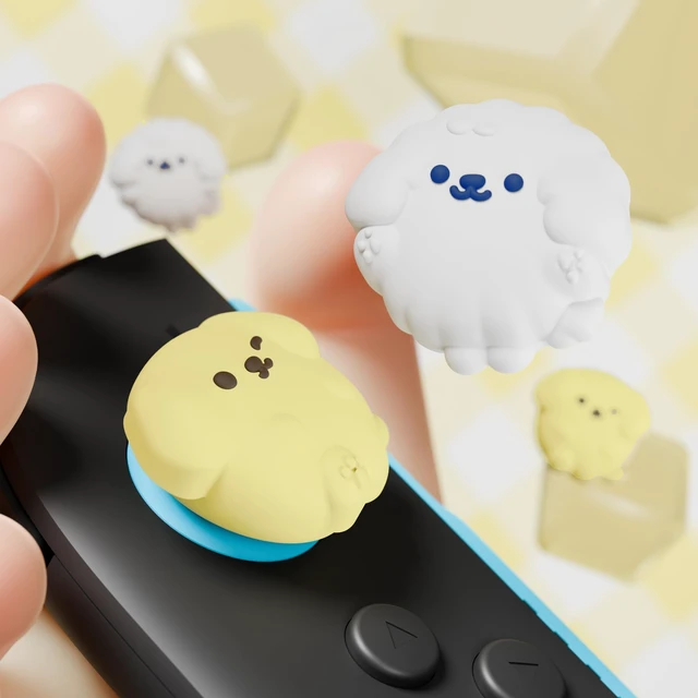 Alt view image 5 of 7 - PlayVital Thumb Grips for Nintendo Switch 2 | Kawaii Silicone Joystick Caps (4-Pack) - Cute Accessories Animal Design Thumbstick Covers for Joycon 2 - Fluffy & Winky Pups