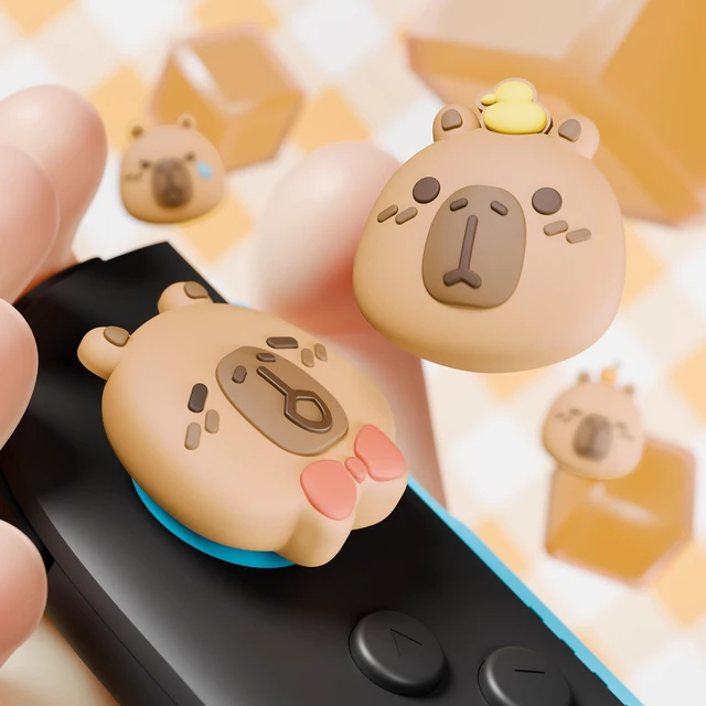 Alt view image 5 of 7 - PlayVital Thumb Grips for Nintendo Switch 2 | Kawaii Silicone Joystick Caps (4-Pack) - Cute Accessories Animal Design Thumbstick Covers for Joycon 2 - Capybara Moods