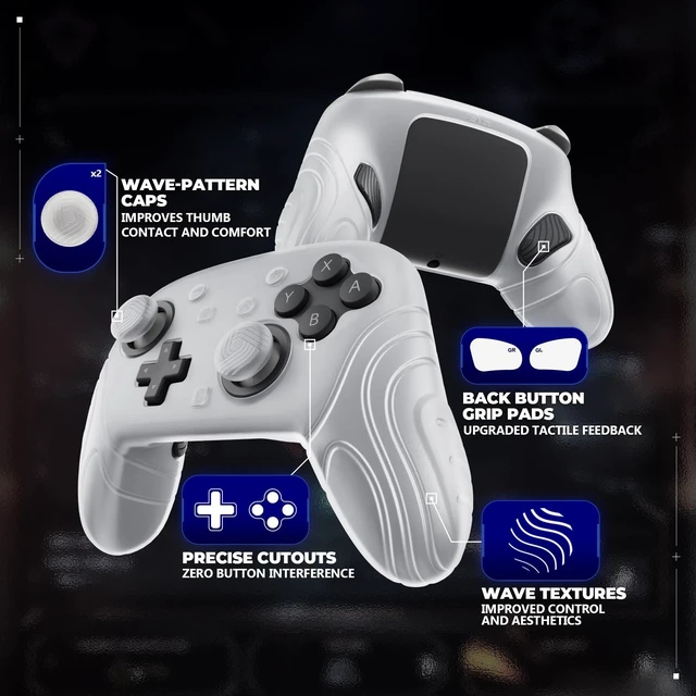 Alt view image 7 of 7 - PlayVital for Nintendo Switch 2 Pro Controller Silicone Cover Samurai Edition Protective Skin Case for Switch 2 Pro Controller with Back Button Caps & Thumb Grips, Shockproof - Clear White