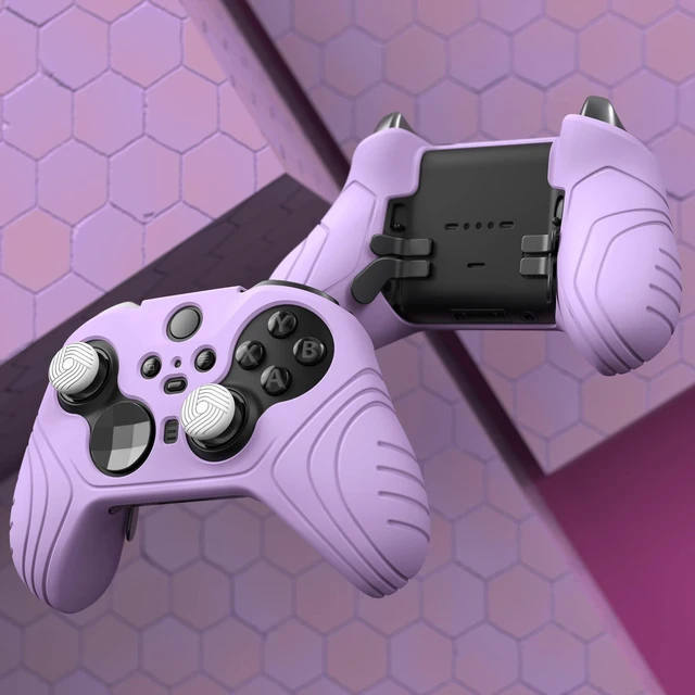 Alt view image 7 of 7 - playvital Samurai Edition Anti Slip Silicone Case Cover for Xbox Elite Wireless Controller Series 2 Core, Ergonomic Soft Rubber Skin Protector for Xbox Elite Series 2 with Thumb Grips - Mauve Purple