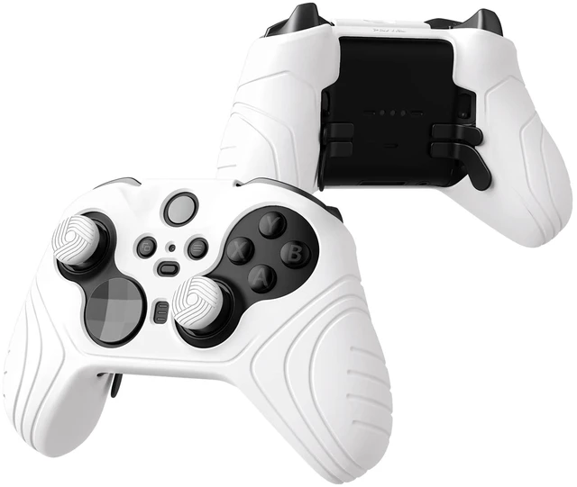 Alt view image 6 of 7 - PlayVital Samurai Edition Anti Slip Silicone Case Cover for Xbox Elite Wireless Controller Series 2 Core, Ergonomic Soft Rubber Skin Protector for Xbox Elite Series 2 with Thumb Grip Caps - White