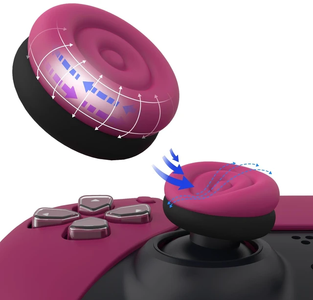 Main image of playvital Thumbs Cushion Caps Thumb Grips for ps5, for ps4, Thumbstick Grip Cover for Xbox Series X/S, Thumb Grip Caps for Xbox One, Elite Series 2, for Switch Pro Controller - Cosmic Red & Black