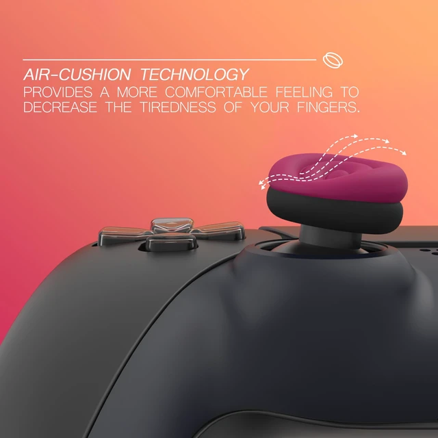Alt view image 2 of 7 - playvital Thumbs Cushion Caps Thumb Grips for ps5, for ps4, Thumbstick Grip Cover for Xbox Series X/S, Thumb Grip Caps for Xbox One, Elite Series 2, for Switch Pro Controller - Cosmic Red & Black