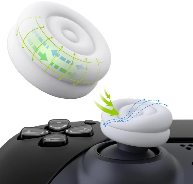 Main image of PlayVital Thumbs Cushion Caps Thumb Grips for ps5, for ps4, Thumbstick Grip Cover for Xbox Series X/S, Thumb Grip Caps for Xbox One, Elite Series 2, for Switch Pro Controller - White