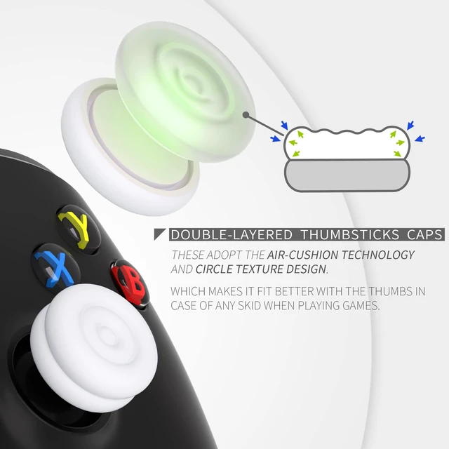 Alt view image 3 of 7 - PlayVital Thumbs Cushion Caps Thumb Grips for ps5, for ps4, Thumbstick Grip Cover for Xbox Series X/S, Thumb Grip Caps for Xbox One, Elite Series 2, for Switch Pro Controller - White