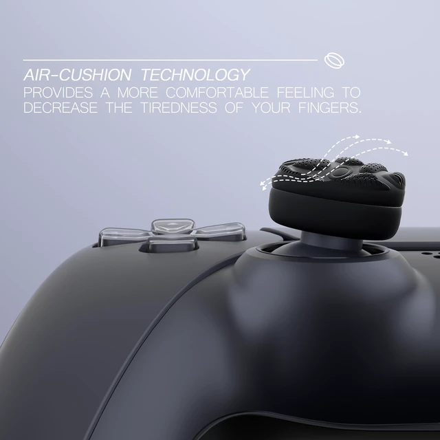 Alt view image 2 of 7 - PlayVital Thumbs Cushion Caps Thumb Grips for ps5/4, Thumbstick Grip Cover for Xbox Series X/S, Thumb Grip Caps for Xbox One, Elite Series 2, for Switch Pro Controller - Raindrop Texture Design Black