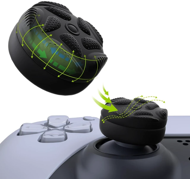 Main image of PlayVital Thumbs Cushion Caps Thumb Grips for ps5/4, Thumbstick Grip Cover for Xbox Series X/S, Thumb Grip Caps for Xbox One, Elite Series 2, for Switch Pro Controller - Raindrop Texture Design Black