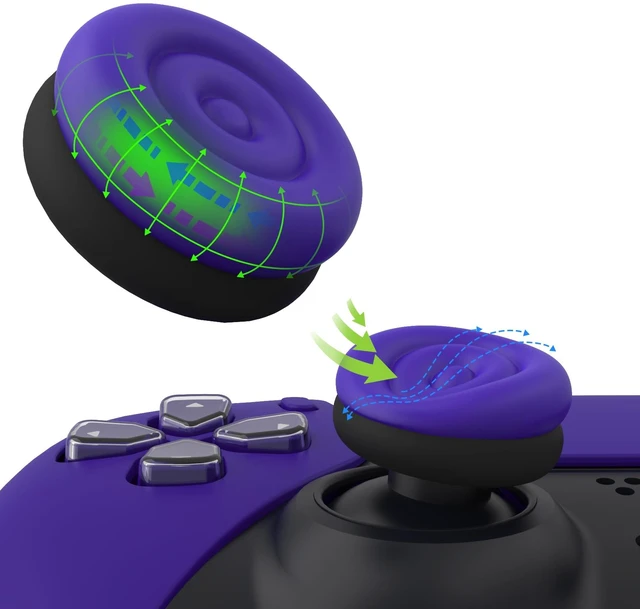 Main image of playvital Thumbs Cushion Caps Thumb Grips for ps5, for ps4, Thumbstick Grip Cover for Xbox Series X/S, Thumb Grip Caps for Xbox One, Elite Series 2, for Switch Pro Controller - Galactic Purple & Black