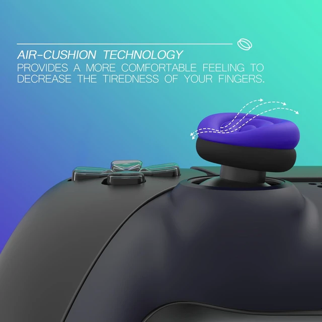 Alt view image 2 of 7 - playvital Thumbs Cushion Caps Thumb Grips for ps5, for ps4, Thumbstick Grip Cover for Xbox Series X/S, Thumb Grip Caps for Xbox One, Elite Series 2, for Switch Pro Controller - Galactic Purple & Black