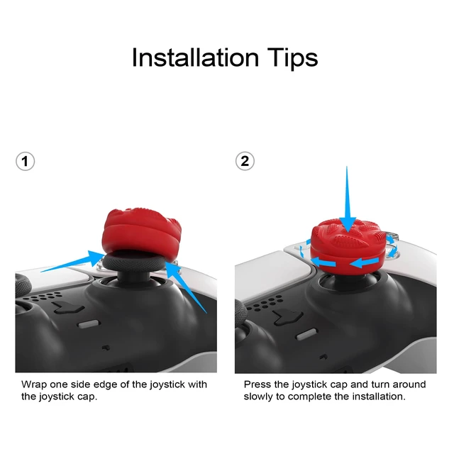 Alt view image 4 of 7 - playvital Thumbs Cushion Caps Thumb Grips for ps5, for ps4, Thumbstick Grip Cover for Xbox Series X/S, Thumb Grip Caps for Xbox One, Elite Series 2, for Switch Pro Controller - Cosmic Red & Black