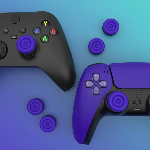 Alt view image 7 of 7 - playvital Thumbs Cushion Caps Thumb Grips for ps5, for ps4, Thumbstick Grip Cover for Xbox Series X/S, Thumb Grip Caps for Xbox One, Elite Series 2, for Switch Pro Controller - Galactic Purple & Black