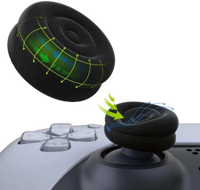 Main image of PlayVital Thumbs Cushion Caps Thumb Grips for ps5, for ps4, Thumbstick Grip Cover for Xbox Series X/S, Thumb Grip Caps for Xbox One, Elite Series 2, for Switch Pro Controller - Black