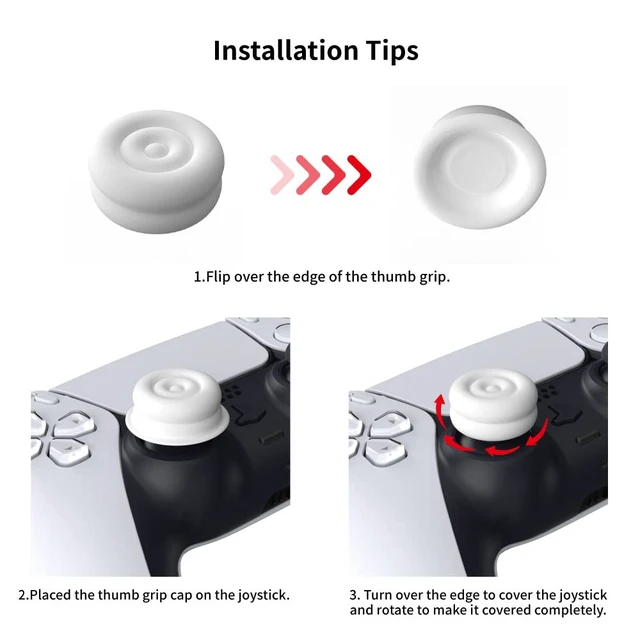 Alt view image 4 of 7 - PlayVital Thumbs Cushion Caps Thumb Grips for ps5/4, Thumbstick Grip Cover for Xbox Series X/S, Thumb Grip Caps for Xbox One, Elite Series 2, for Switch Pro Controller - Raindrop Texture Design Black