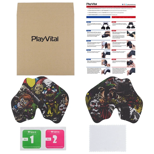 Alt view image 2 of 7 - PlayVital Anti-Skid Sweat-Absorbent Controller Grip for ps5, Professional Textured Soft Rubber Pads Handle Grips for ps5 Controller - Scary Party