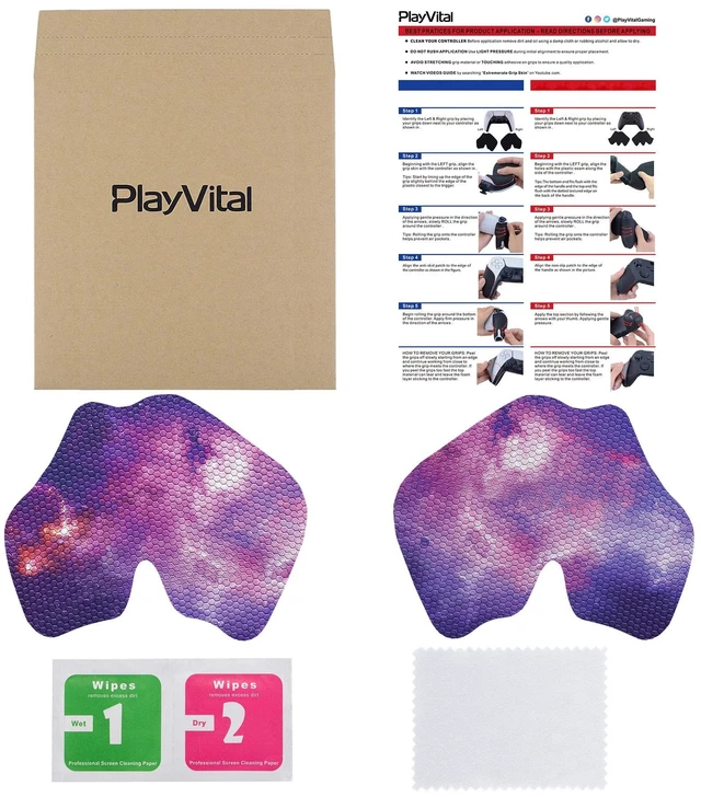 Alt view image 2 of 7 - PlayVital Anti-Skid Sweat-Absorbent Controller Grip for ps5, Professional Textured Soft Rubber Pads Handle Grips for ps5 Controller - Nebula Galaxy