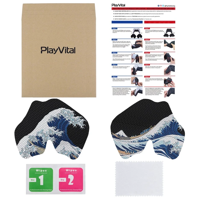 Alt view image 2 of 7 - PlayVital Anti-Skid Sweat-Absorbent Controller Grip for ps5 Controller, Professional Textured Soft Rubber Pads Handle Grips for ps5 Control - The Great Wave Off Kanagawa