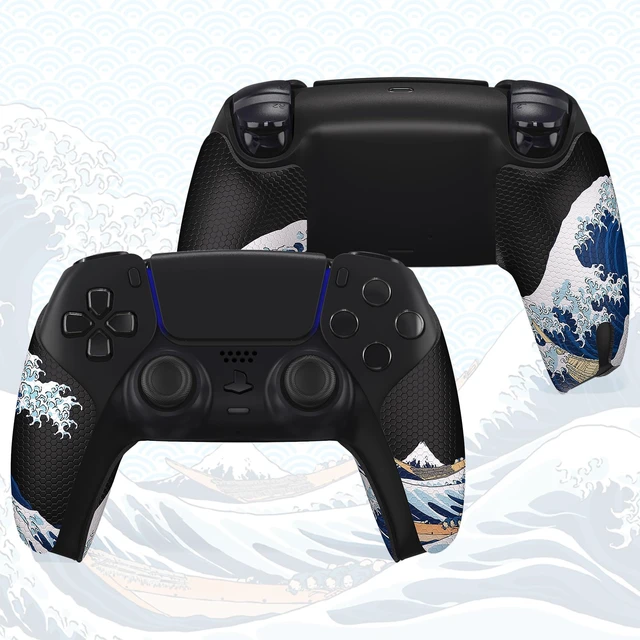 Alt view image 5 of 7 - PlayVital Anti-Skid Sweat-Absorbent Controller Grip for ps5 Controller, Professional Textured Soft Rubber Pads Handle Grips for ps5 Control - The Great Wave Off Kanagawa