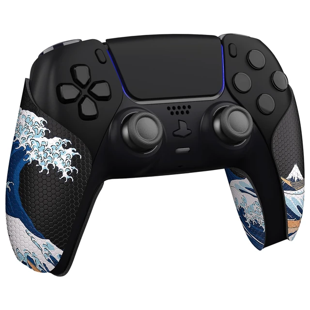 Alt view image 3 of 7 - PlayVital Anti-Skid Sweat-Absorbent Controller Grip for ps5 Controller, Professional Textured Soft Rubber Pads Handle Grips for ps5 Control - The Great Wave Off Kanagawa