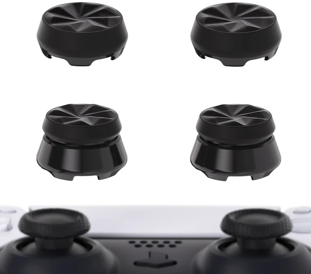 Main image of PlayVital FPS Thumbstick Extenders for PS5 Controller, 2 High + 2 Mid Concave Thumb Grips, Thumbs Pro Hurricane Joystick Caps for FPS Games - Black