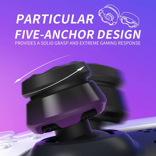 Alt view image 5 of 7 - PlayVital FPS Thumbstick Extenders for PS5 Controller, 2 High + 2 Mid Concave Thumb Grips, Thumbs Pro Hurricane Joystick Caps for FPS Games - Black