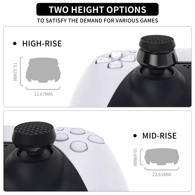 Alt view image 4 of 7 - PlayVital Thumbs Pro ARMOR Thumbstick Extender for ps5 Controller, Joystick Caps Grip for ps5 Controller - 2 High Raise and 2 Mid Raise Dome - Black