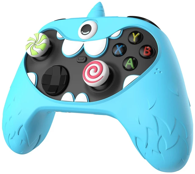 Main image of PlayVital MonoEye Monster Controller Skin for Xbox Series X/S - Cute Anti-Slip Silicone Cover Case with 4 Candy Thumb Grip Caps & Stickers, Full Protection Set, Blue