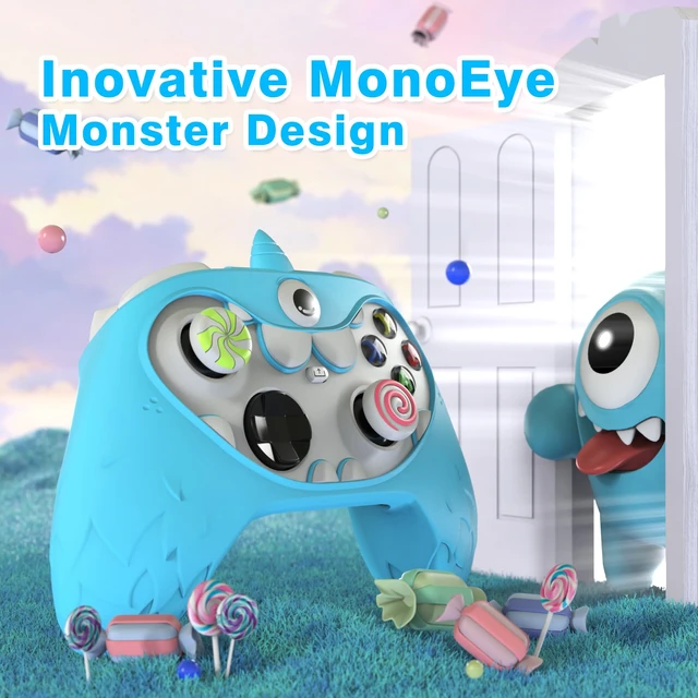 Alt view image 2 of 7 - PlayVital MonoEye Monster Controller Skin for Xbox Series X/S - Cute Anti-Slip Silicone Cover Case with 4 Candy Thumb Grip Caps & Stickers, Full Protection Set, Blue