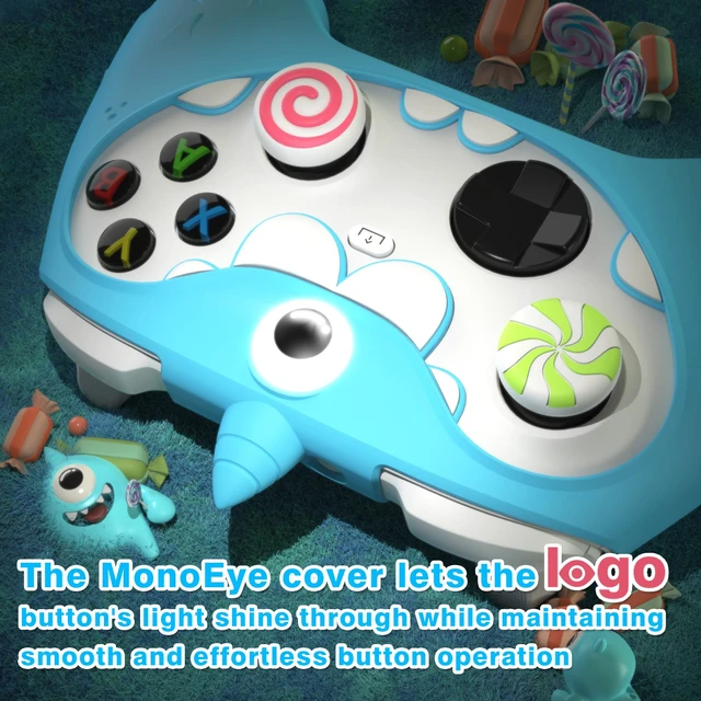 Alt view image 5 of 7 - PlayVital MonoEye Monster Controller Skin for Xbox Series X/S - Cute Anti-Slip Silicone Cover Case with 4 Candy Thumb Grip Caps & Stickers, Full Protection Set, Blue