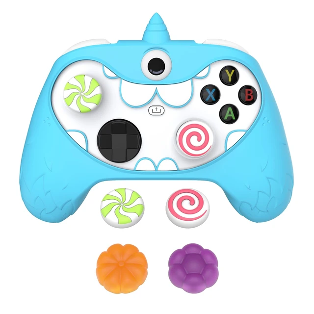 Alt view image 7 of 7 - PlayVital MonoEye Monster Controller Skin for Xbox Series X/S - Cute Anti-Slip Silicone Cover Case with 4 Candy Thumb Grip Caps & Stickers, Full Protection Set, Blue