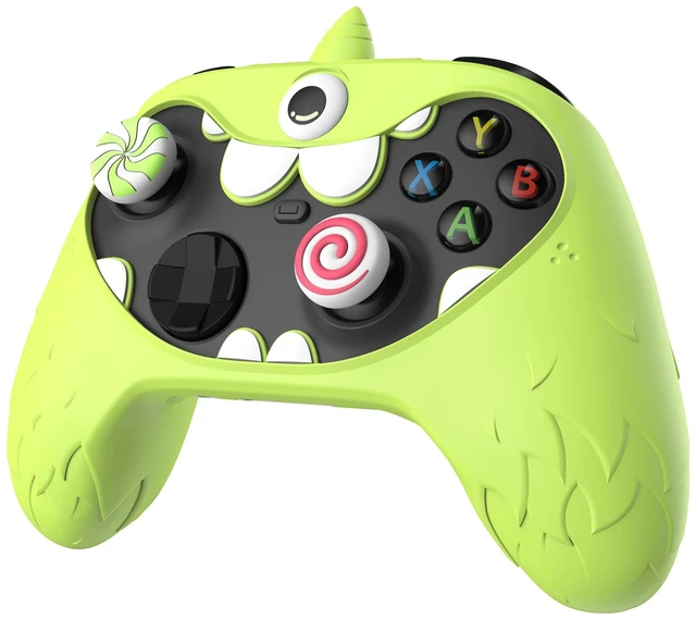 Main image of PlayVital MonoEye Monster Controller Skin for Xbox Series X/S - Cute Anti-Slip Silicone Cover Case with 4 Candy Thumb Grip Caps & Stickers, Full Protection Set, Green