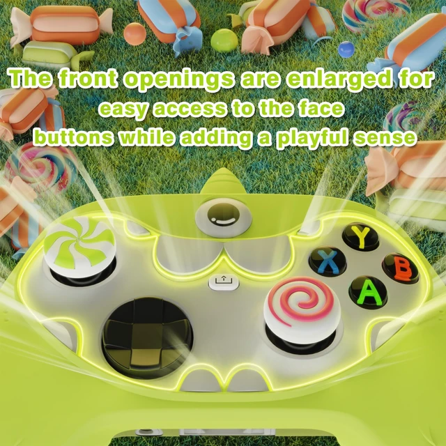Alt view image 4 of 7 - PlayVital MonoEye Monster Controller Skin for Xbox Series X/S - Cute Anti-Slip Silicone Cover Case with 4 Candy Thumb Grip Caps & Stickers, Full Protection Set, Green