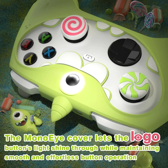 Alt view image 5 of 7 - PlayVital MonoEye Monster Controller Skin for Xbox Series X/S - Cute Anti-Slip Silicone Cover Case with 4 Candy Thumb Grip Caps & Stickers, Full Protection Set, Green