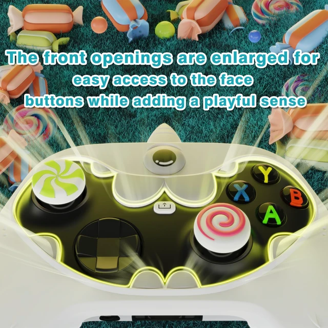 Alt view image 5 of 7 - PlayVital MonoEye Monster Controller Skin for Xbox Series X/S - Cute Anti-Slip Silicone Cover Case with 4 Candy Thumb Grip Caps & Stickers, Full Protection Set, White