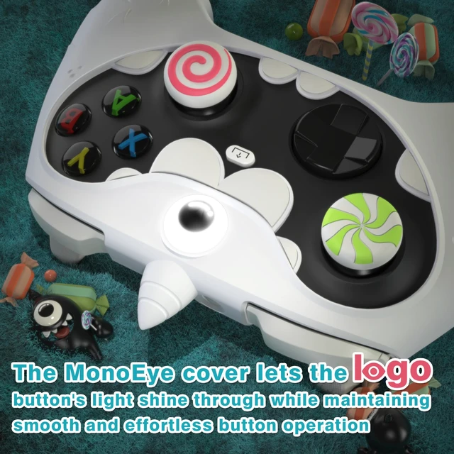 Alt view image 6 of 7 - PlayVital MonoEye Monster Controller Skin for Xbox Series X/S - Cute Anti-Slip Silicone Cover Case with 4 Candy Thumb Grip Caps & Stickers, Full Protection Set, White