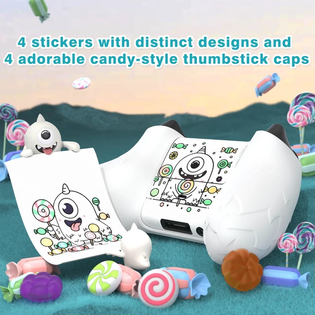 Alt view image 7 of 7 - PlayVital MonoEye Monster Controller Skin for Xbox Series X/S - Cute Anti-Slip Silicone Cover Case with 4 Candy Thumb Grip Caps & Stickers, Full Protection Set, White