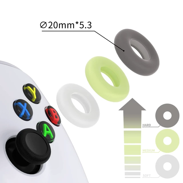 Alt view image 2 of 7 - PlayVital 6 Pack Silicone Precision Rings for ps5, for ps4, for Xbox Series X/S/One / 360, for Switch 2 Pro, for Steam Deck - Aim Assist Target Motion Control, Clear Black White & Glow in Dark Green