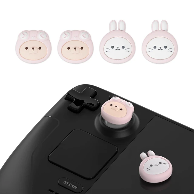 Alt view image 2 of 7 - PlayVital Thumb Grip Caps for Steam Deck LCD, Silicone Thumbsticks Grips Joystick Caps for Steam Deck OLED - Cosplaying Kitten & Puppy